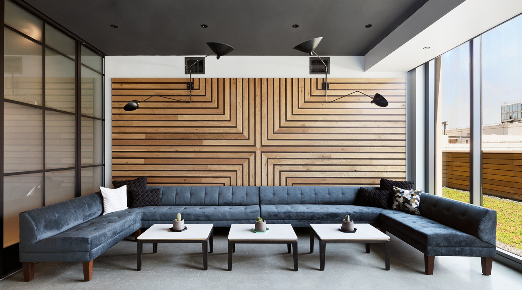 lounge with wooden decor